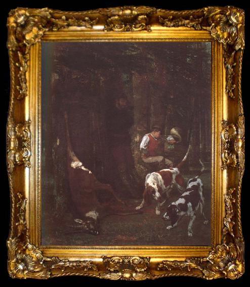 framed  Gustave Courbet Gundog and deer, ta009-2